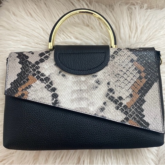 New Genuine Leather Snake Print Handbag - Picture 1 of 6